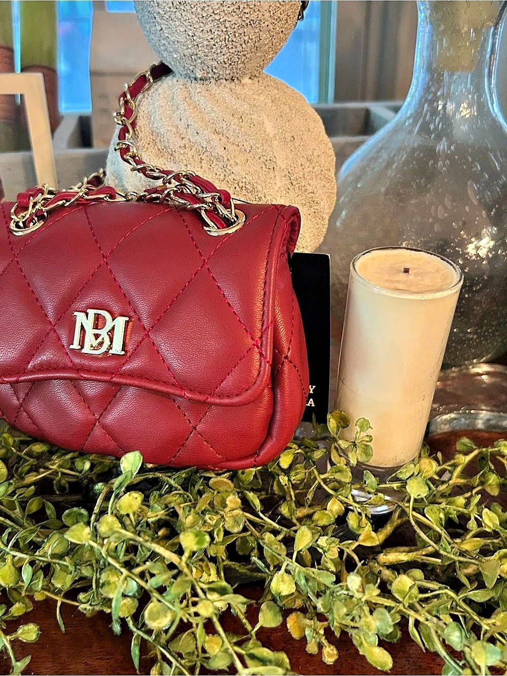 Badgley Mischka Mini Purse Quilted Shoulder Bag in Red NWT - Picture 6 of 6